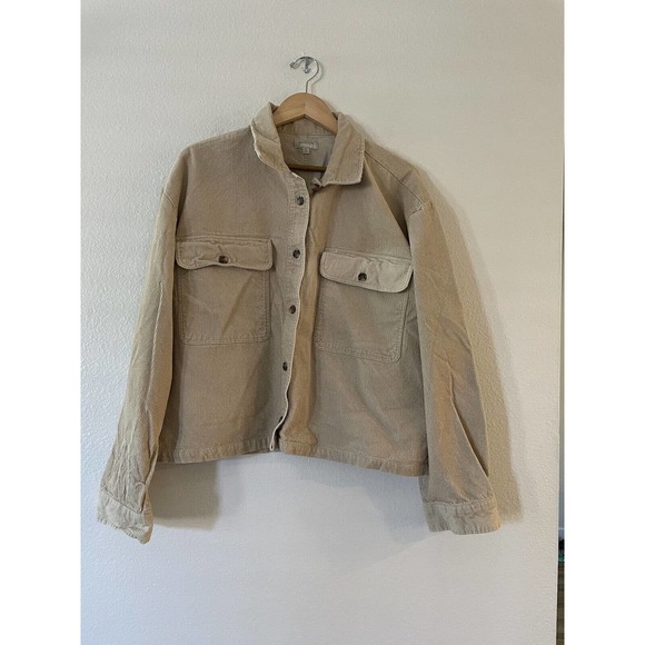 Brixton Tops - Brixton Size XL Womens Bowery Corduroy Button-Up Shirt Jacket Long Sleeve Beige